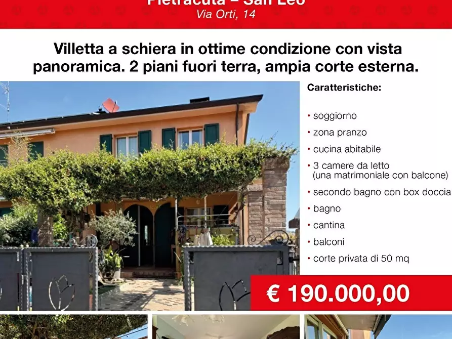 Immagine 1 di Villetta a schiera in vendita  in Via Orti 14 a San Leo
