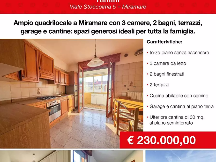 Immagine 1 di Quadrilocale in vendita  in Viale Stoccolma 5 a Rimini
