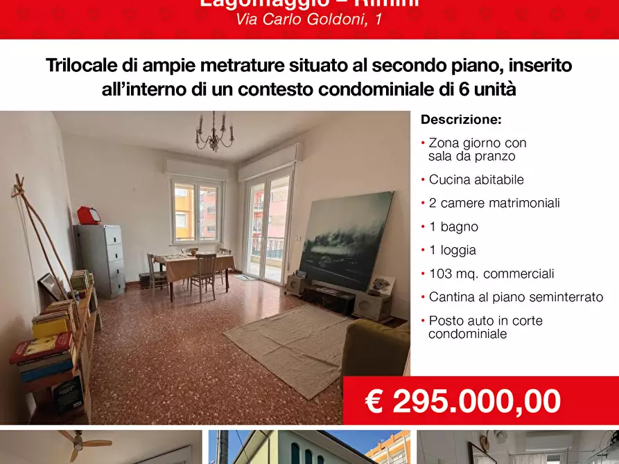 Immagine 1 di Trilocale in vendita  in Viale Carlo Goldoni 1 a Rimini