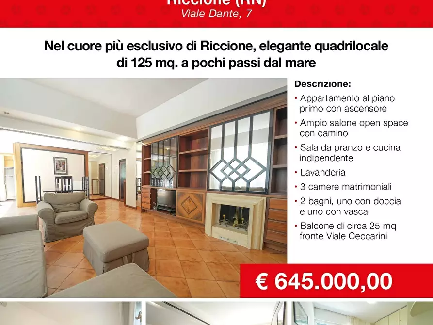 Immagine 1 di Quadrilocale in vendita  in Viale Dante 7 a Riccione