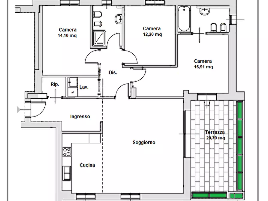 Immagine 3 di Quadrilocale in vendita  in POLIAMBULANZA - Tranquilla Trav. Interna a Brescia