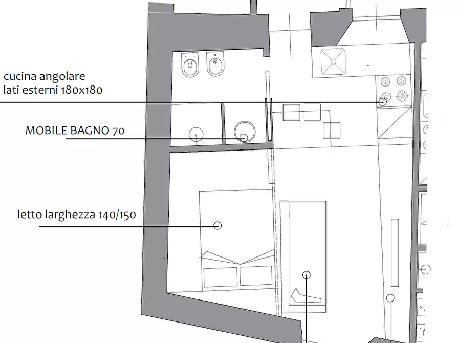 Immagine 3 di Monolocale in vendita  a Como