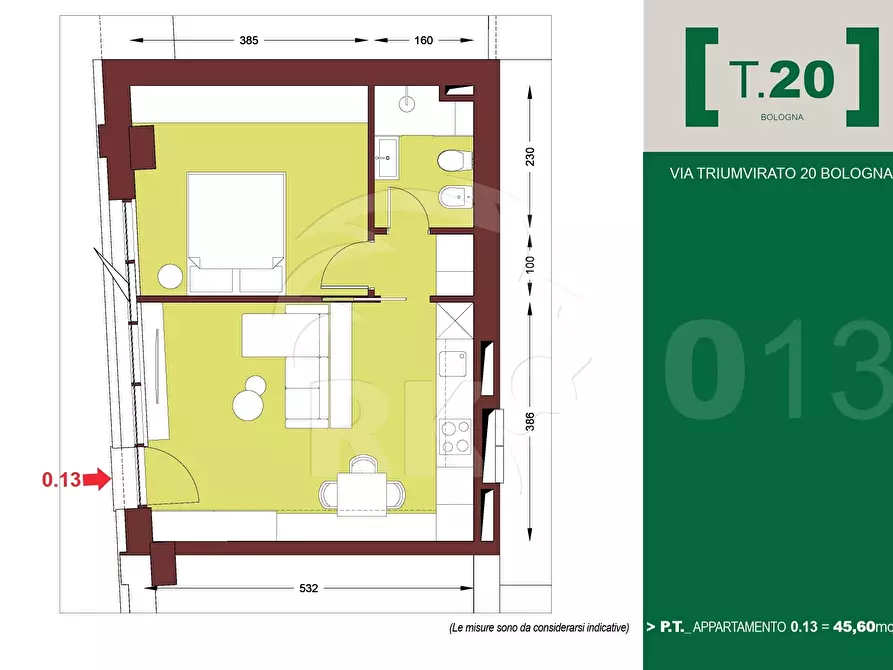 Immagine 12 di Bilocale in vendita  in via Triumvirato 20 a Bologna