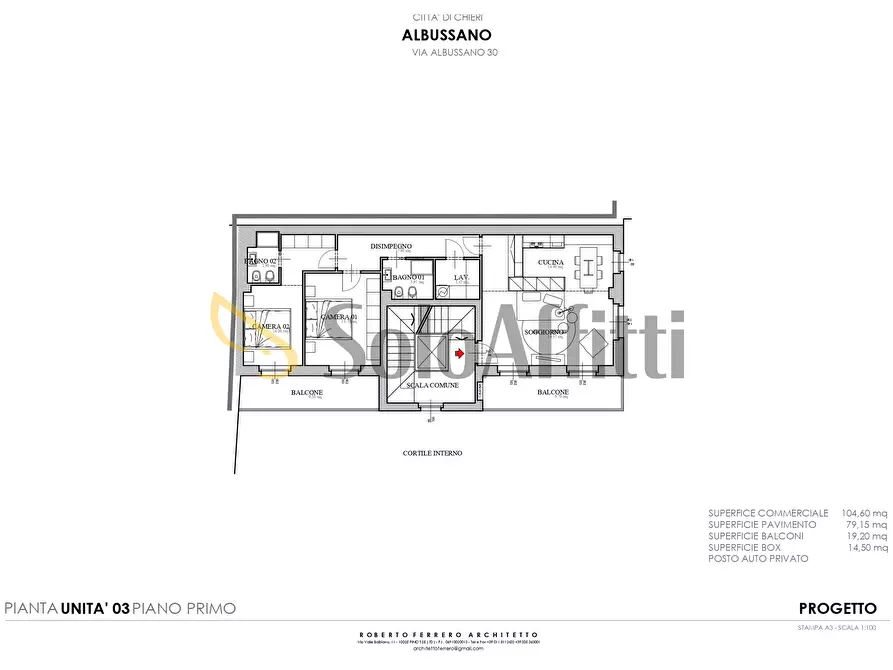 Immagine 13 di Trilocale in affitto  in Via Albussano 32 a Chieri
