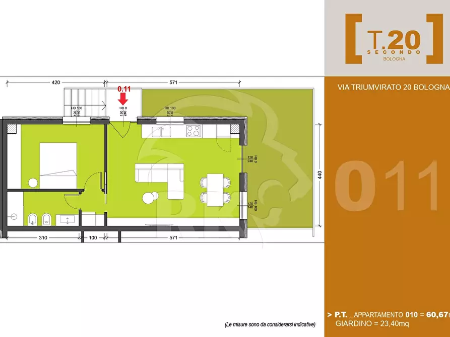 Immagine 4 di Bilocale in vendita  in via Triumvirato 20 a Bologna