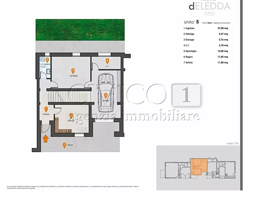 Immagine 2 di Porzione di casa in vendita  in Via Grazia Deledda a Padova