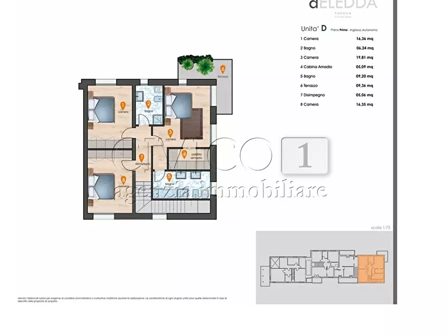 Immagine 3 di Porzione di casa in vendita  in Via Grazia Deledda a Padova