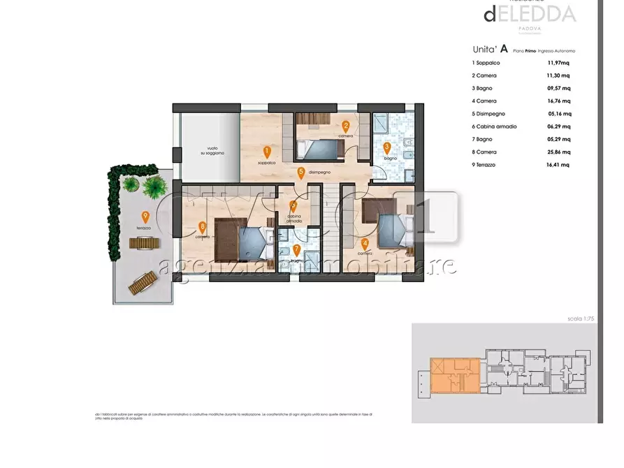 Immagine 3 di Porzione di casa in vendita  in Via Grazia Deledda a Padova