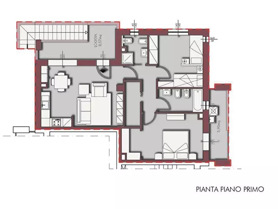 Immagine 3 di Appartamento in vendita  a Pontedera