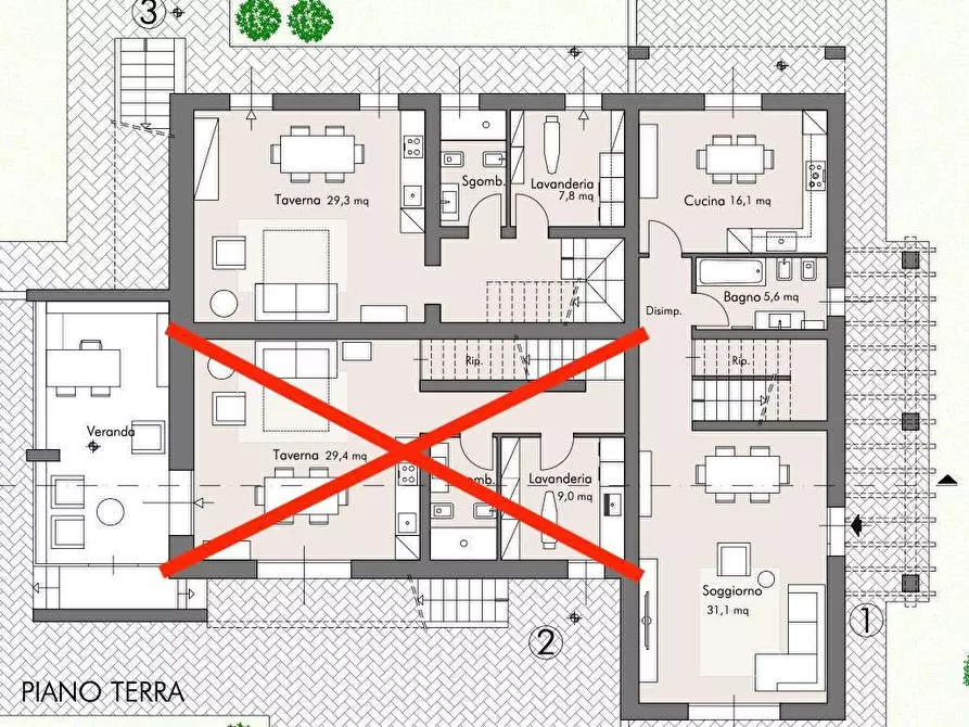 Immagine 6 di Casa trifamiliare in vendita  a Cascina