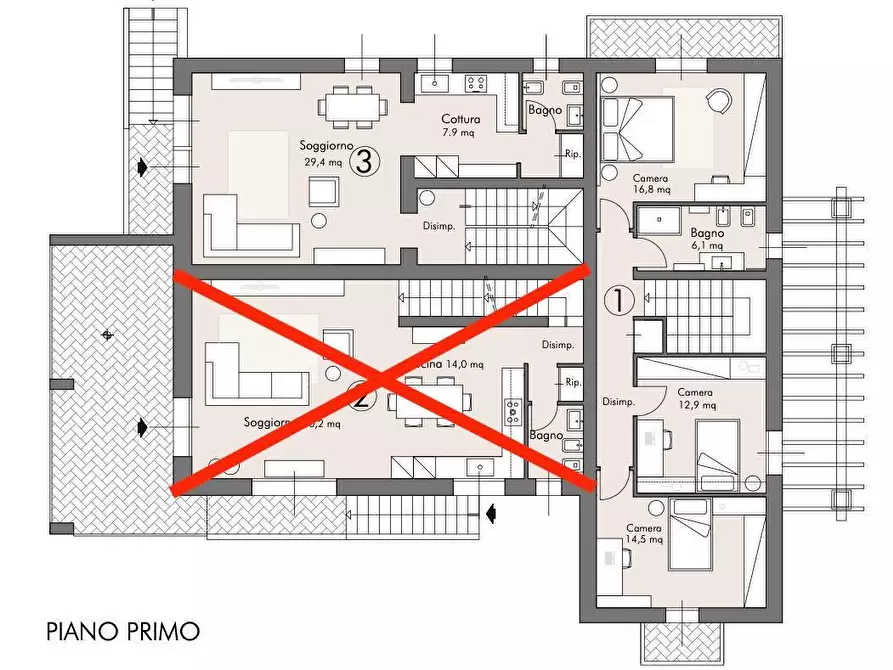 Immagine 4 di Casa trifamiliare in vendita  a Cascina