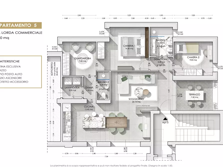 Immagine 3 di Mansarda in vendita  a San Miniato