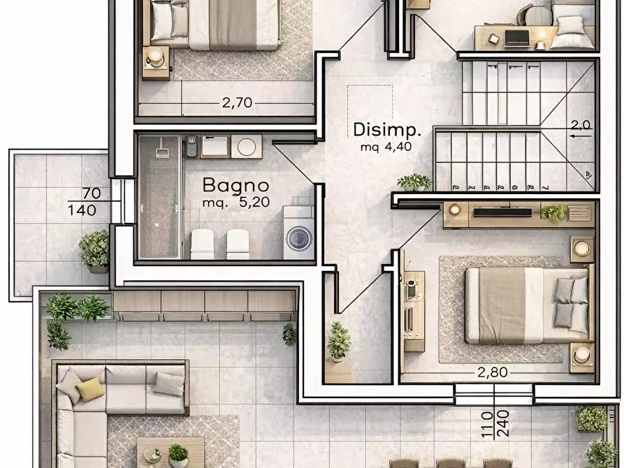 Immagine 7 di Villetta a schiera in vendita  a San Miniato