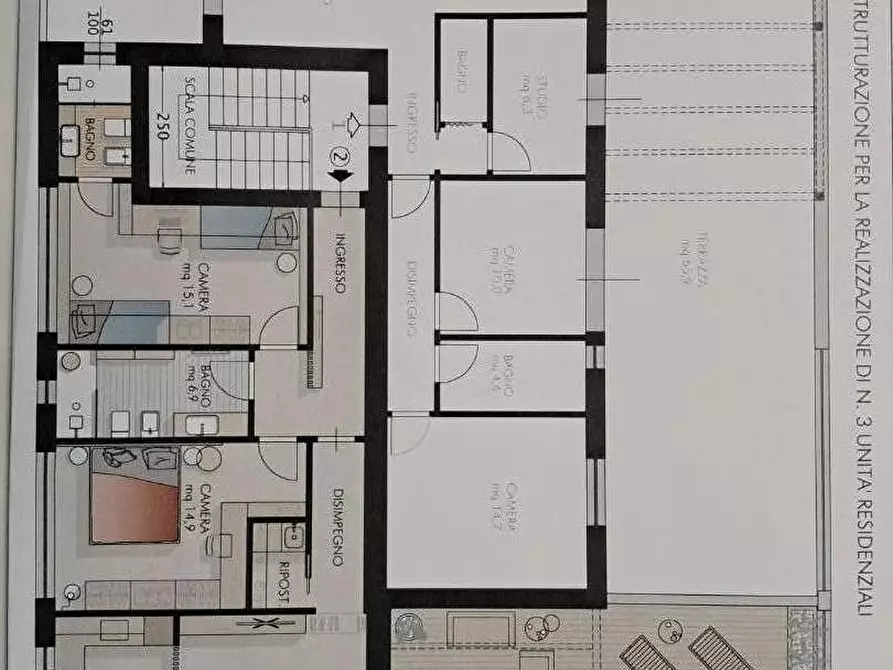 Immagine 2 di Casa trifamiliare in vendita  a Cascina