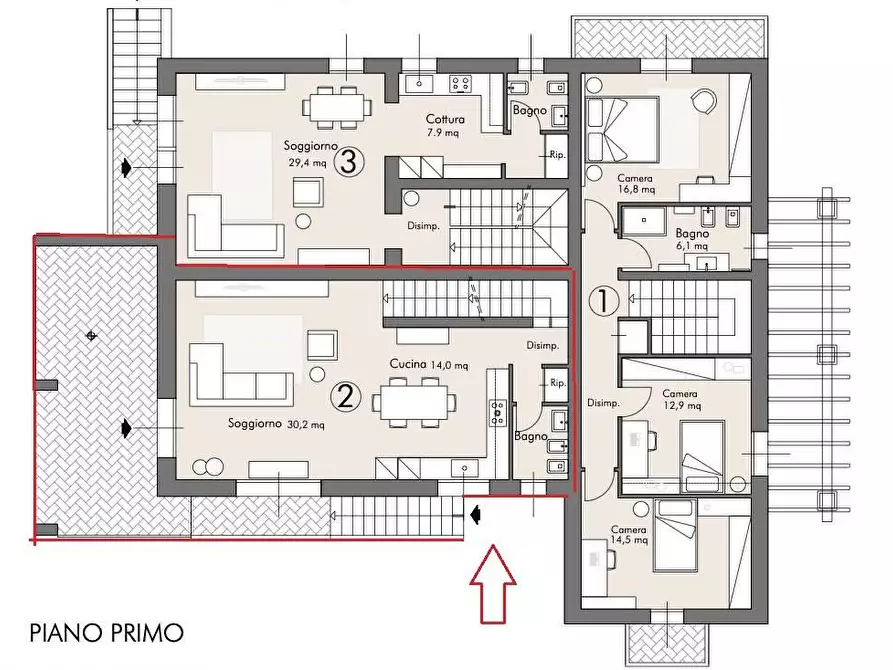 Immagine 20 di Casa trifamiliare in vendita  a Cascina