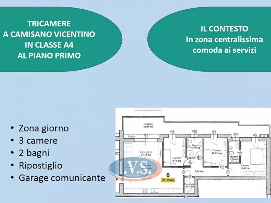 Immagine 1 di Appartamento in vendita  in Piazza Umberto I nr 1 a Camisano Vicentino