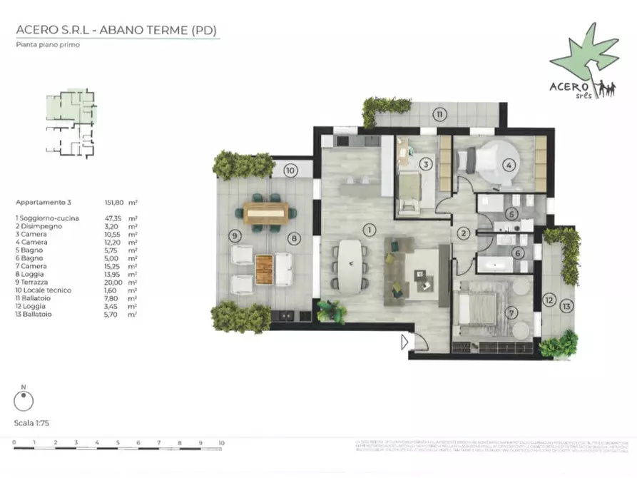 Immagine 10 di Attico in vendita  in via montegrotto 60 a Abano Terme