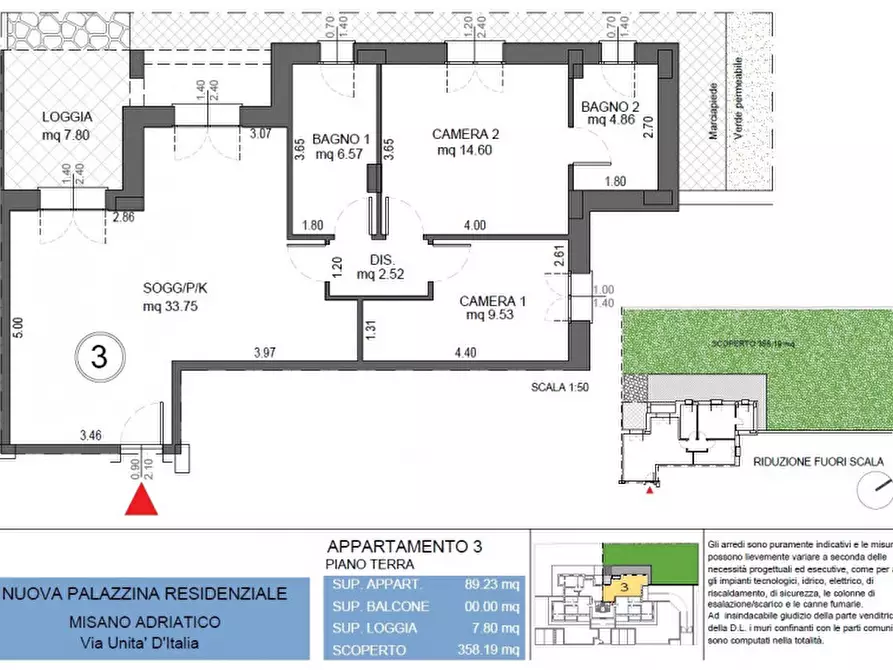 Immagine 3 di Appartamento in vendita  in via Unità d'Italia a Misano Adriatico