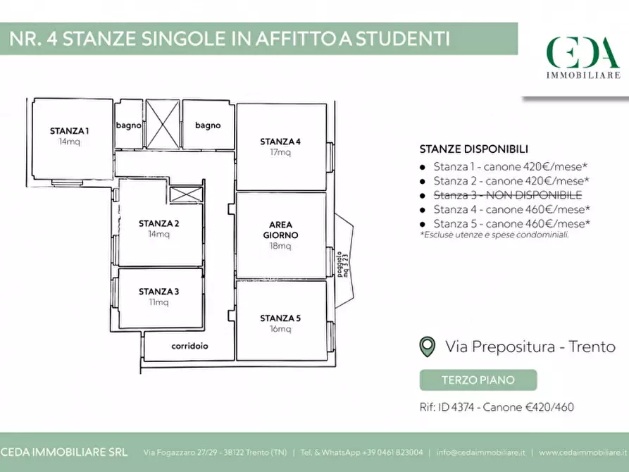 Immagine 51 di Camera in affitto  in Via Prepositura a Trento