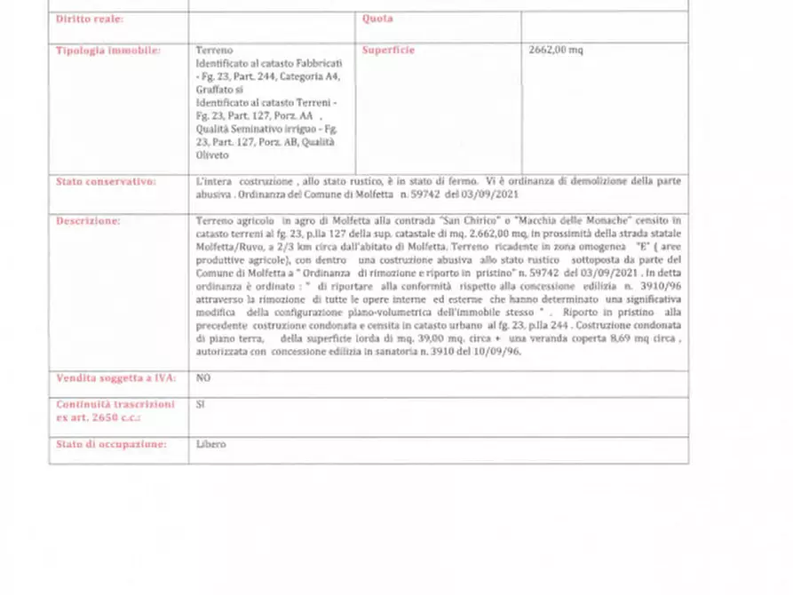 Immagine 8 di Appartamento in vendita  in Contrada San Chirico o Macchia delle Monache - 70056 Molfetta (BA) a Molfetta