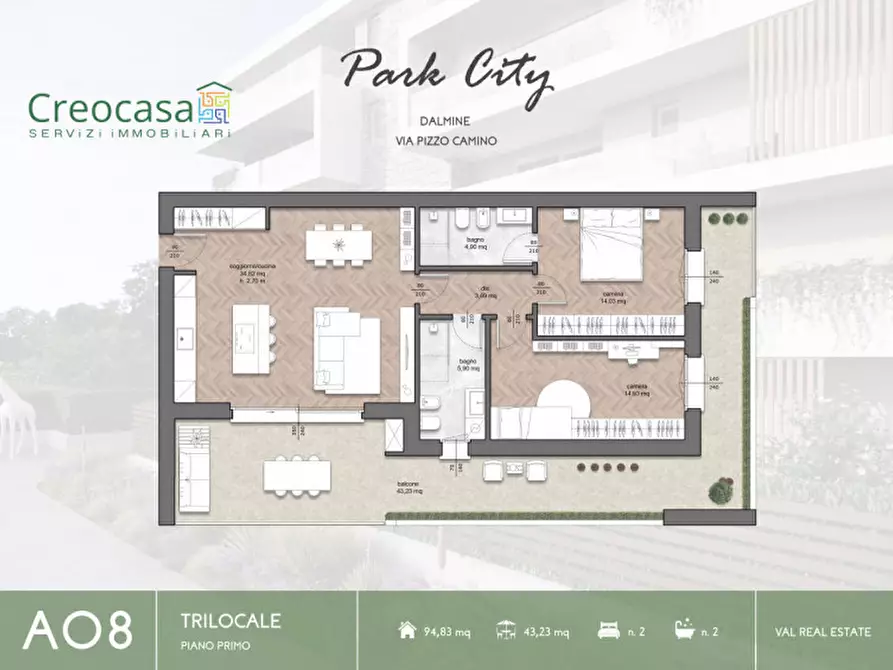 Immagine 9 di Appartamento in vendita  in Via Pizzo Camino a Dalmine