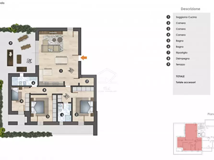 Immagine 9 di Attico in vendita  in Via Gaetano Donizetti a Ponte San Nicolò