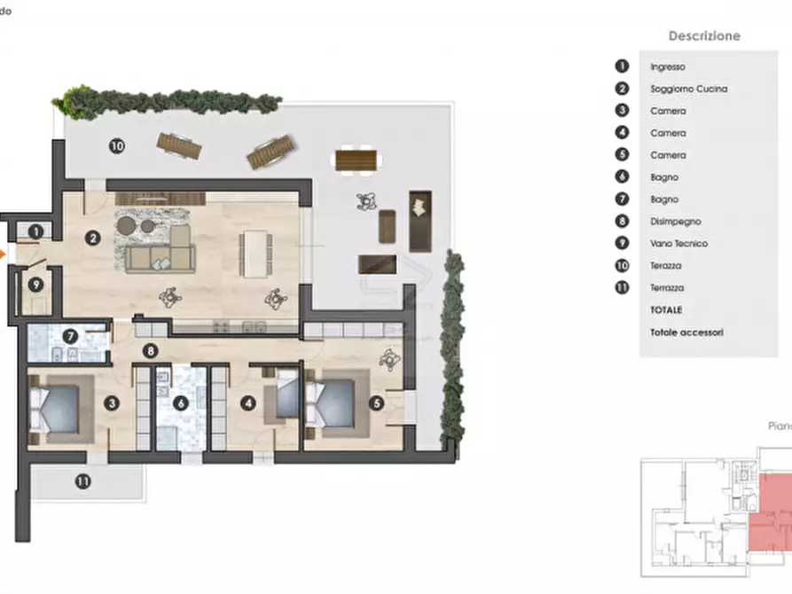 Immagine 9 di Attico in vendita  in Via Gaetano Donizetti a Ponte San Nicolò