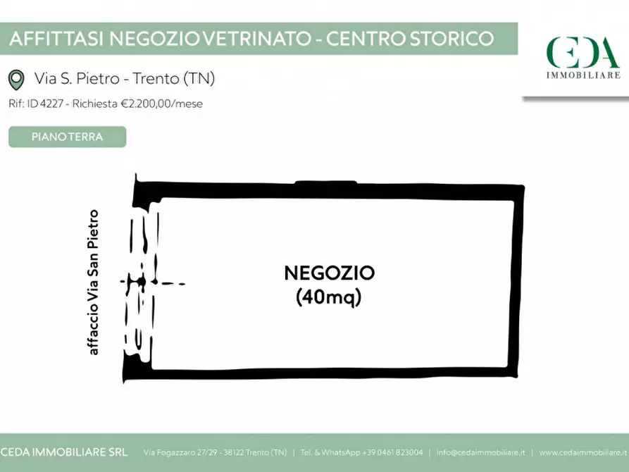 Immagine 1 di Negozio in affitto  in Via San Pietro a Trento
