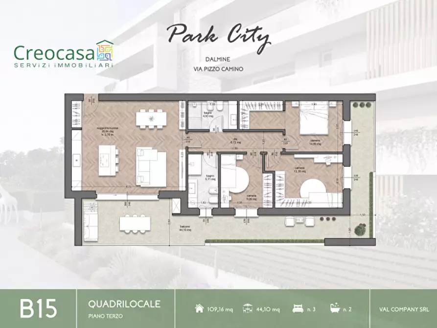 Immagine 2 di Appartamento in vendita  in Via Pizzo Camino a Dalmine