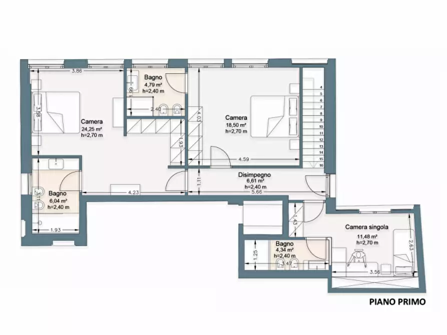 Immagine 29 di Appartamento in vendita  in VIALE GRAMSCI a Firenze
