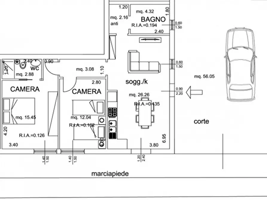Immagine 5 di Appartamento in vendita  in Via Cervese 7660 a Cesena