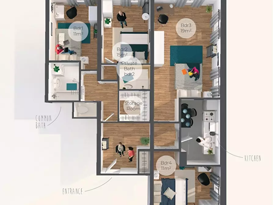 Immagine 8 di Camera in affitto  in Square Vitruve a Paris 20