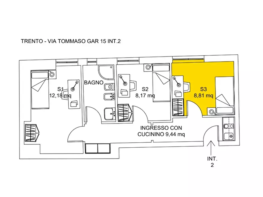 Immagine 5 di Camera in affitto  in Via Tomaso Gar a Trento