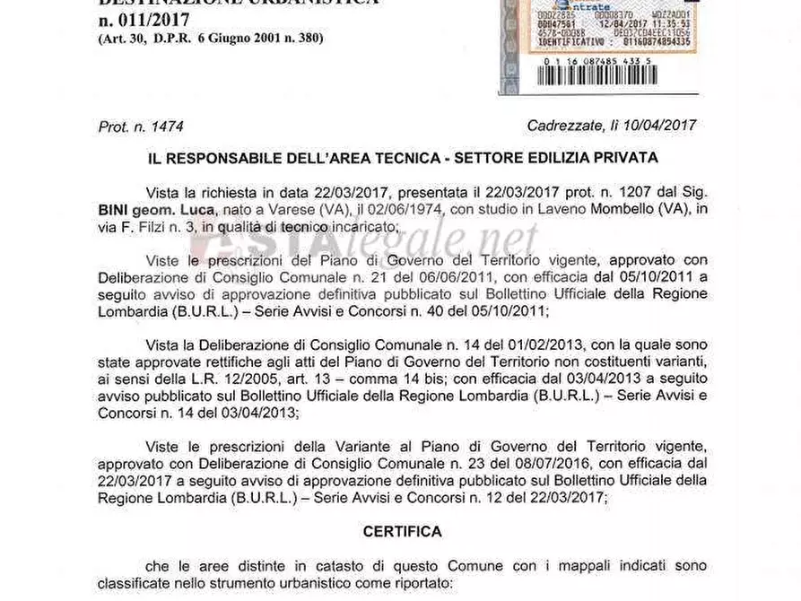 Immagine 2 di Terreno edificabile in vendita  in Via Don Guanella 123 a Cadrezzate Con Osmate