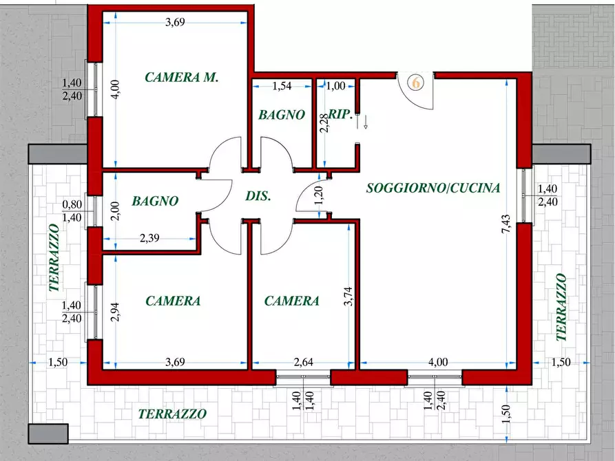 Immagine 6 di Quadrilocale in vendita  a Montale