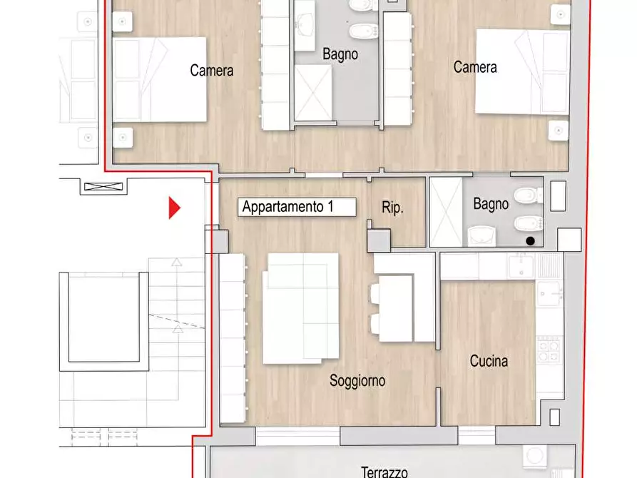 Immagine 4 di Quadrilocale in vendita  a Prato