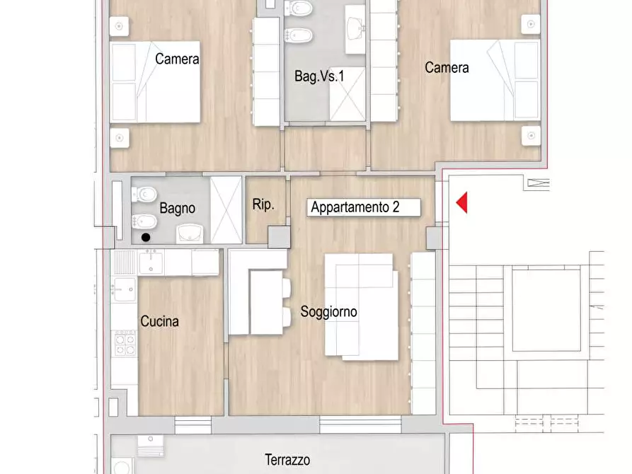 Immagine 4 di Quadrilocale in vendita  a Prato