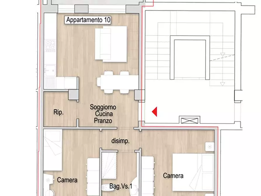 Immagine 4 di Trilocale in vendita  a Prato