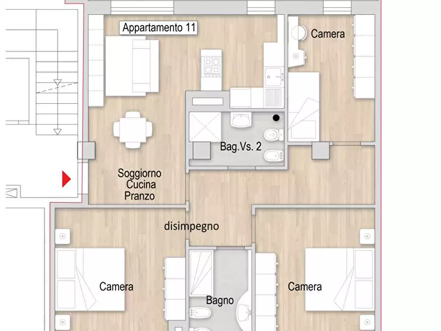 Immagine 4 di Quadrilocale in vendita  a Prato