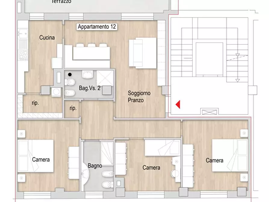 Immagine 4 di Quadrilocale in vendita  a Prato