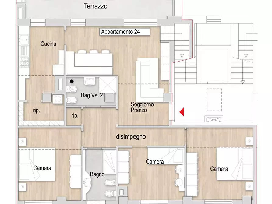 Immagine 3 di Maisonette in vendita  a Prato