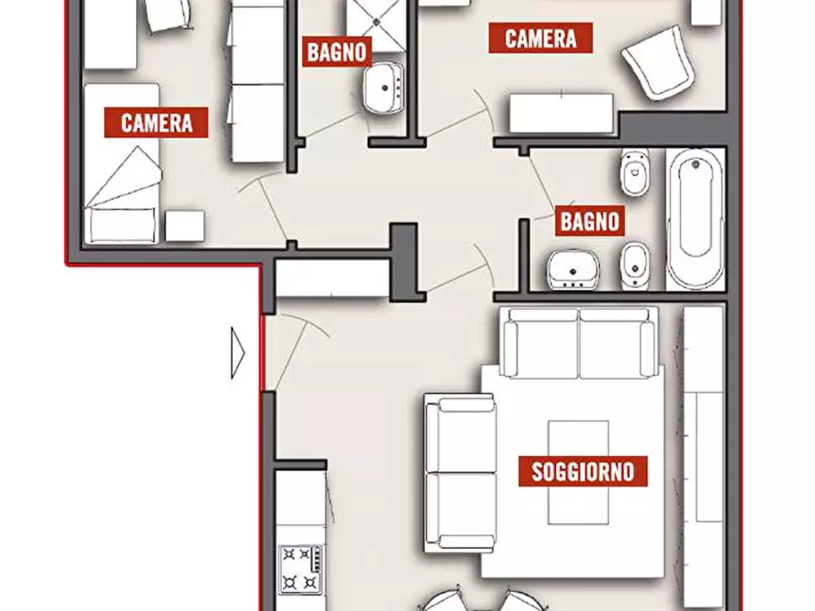 Immagine 6 di Trilocale in vendita  in Via pascoli a Prato