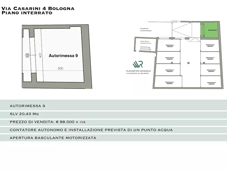 Immagine 3 di Box auto in vendita  in Via Camillo Casarini, 4 a Bologna