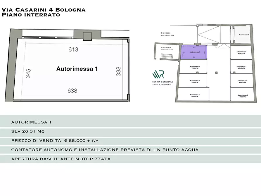 Immagine 1 di Box auto in vendita  in Via Camillo Casarini, 4 a Bologna