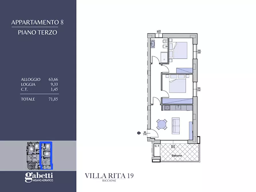 Immagine 11 di Appartamento in vendita  in Via Bixio, 19 a Riccione