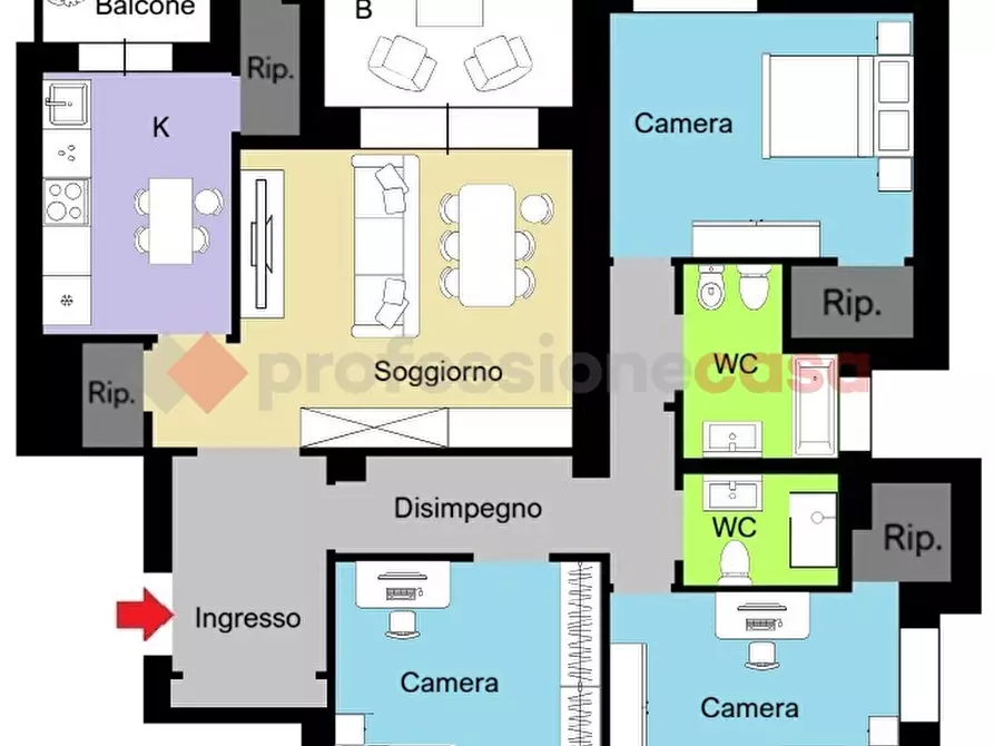 Immagine 32 di Appartamento in vendita  in Via Sporting Mirasole a Opera
