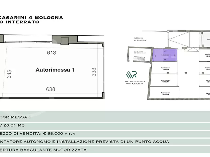 Immagine 2 di Box auto in vendita  in Via casarini, 4 a Bologna