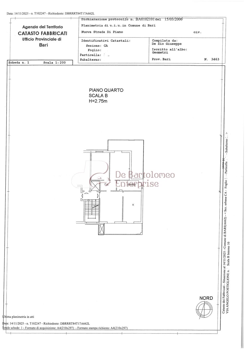 Immagine 3 di Appartamento in vendita  in via Angelo Postiglione a Bari