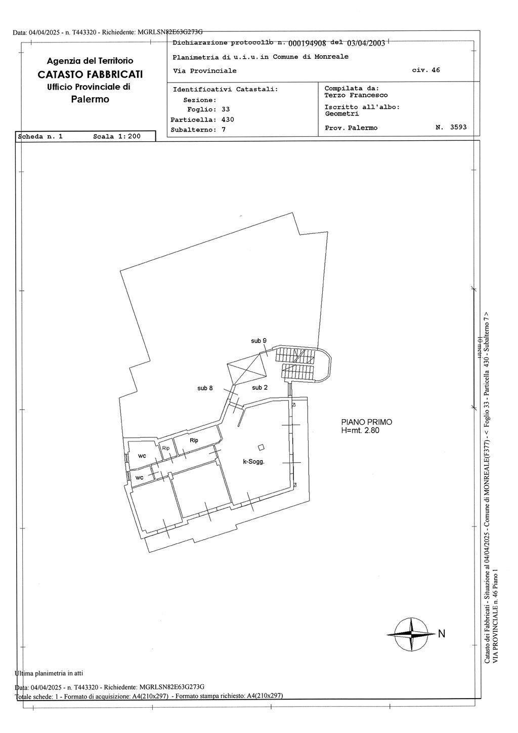 Immagine 10 di Appartamento in vendita  in strada  Provinciale pioppo 46 a Monreale