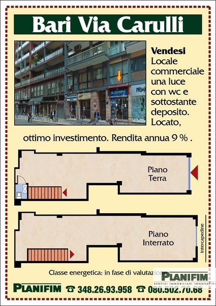 Immagine 3 di Locale commerciale in vendita  in Via Gian Giuseppe Carulli 3/A a Bari